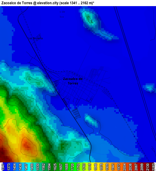 Zacoalco de Torres elevation map