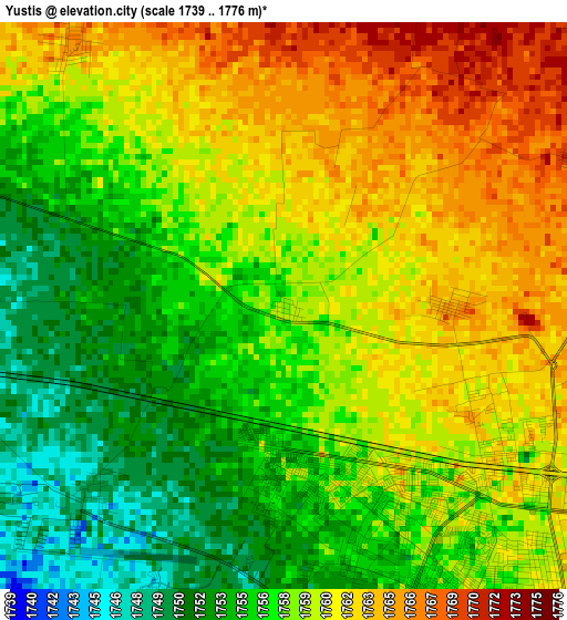 Yustis elevation map