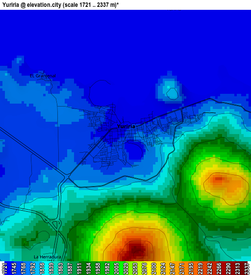 Yuriria elevation map