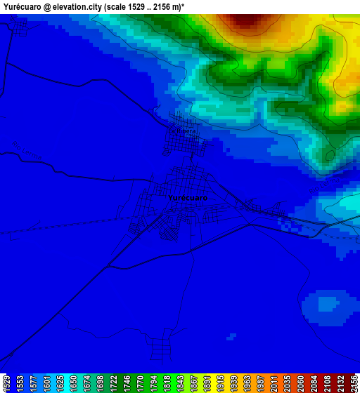 Yurécuaro elevation map