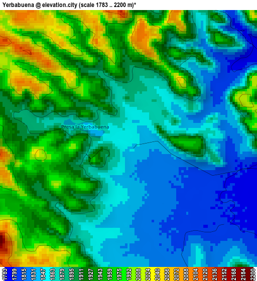 Yerbabuena elevation map