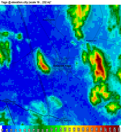 Yago elevation map