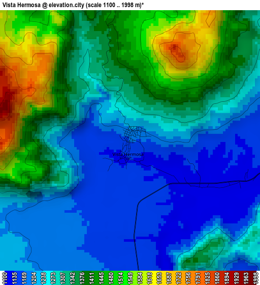 Vista Hermosa elevation map