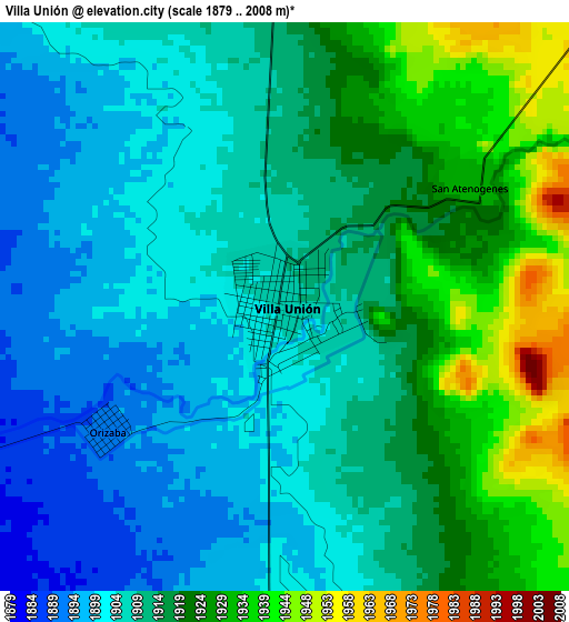 Villa Unión elevation map