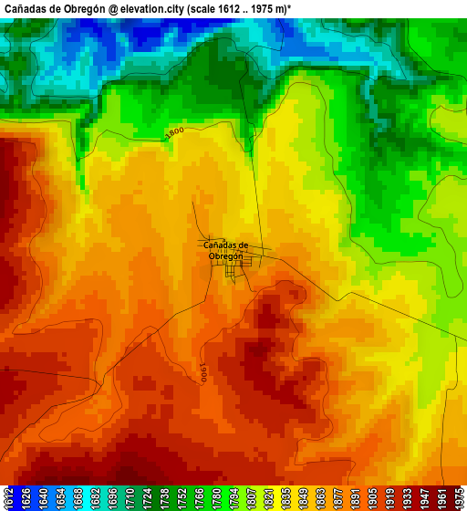 Cañadas de Obregón elevation map