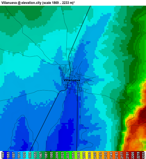 Villanueva elevation map