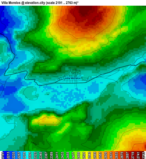 Villa Morelos elevation map