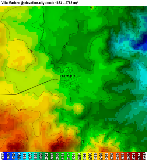 Villa Madero elevation map