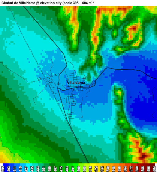 Ciudad de Villaldama elevation map