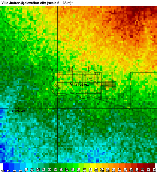 Villa Juárez elevation map