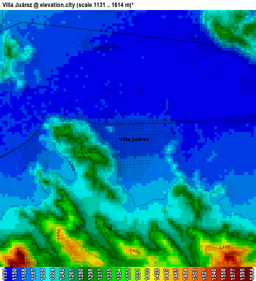 Villa Juárez elevation map