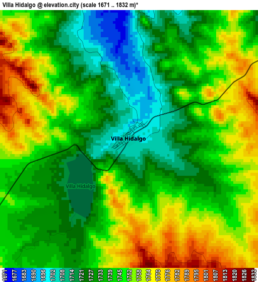 Villa Hidalgo elevation map