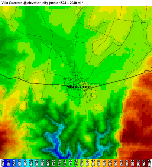 Villa Guerrero elevation map