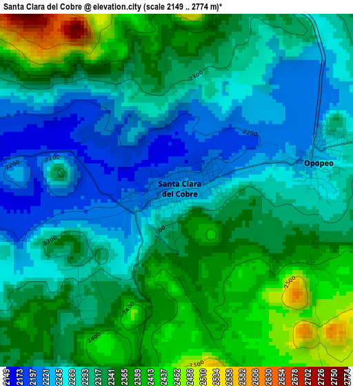 Santa Clara del Cobre elevation map