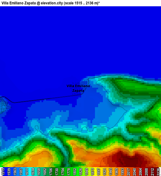 Villa Emiliano Zapata elevation map