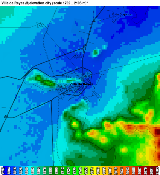 Villa de Reyes elevation map