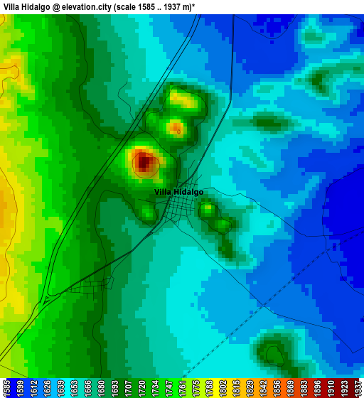Villa Hidalgo elevation map
