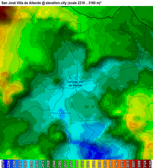 San José Villa de Allende elevation map