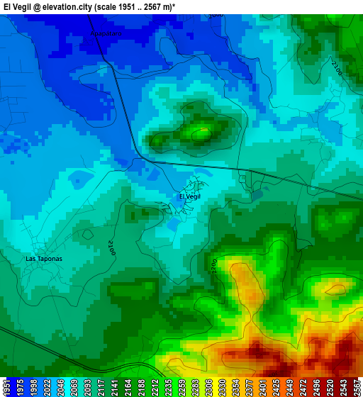 El Vegil elevation map