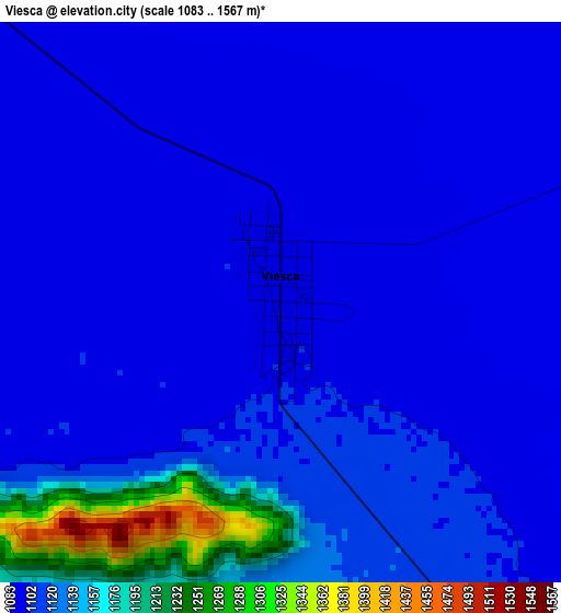 Viesca elevation map