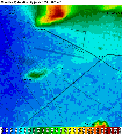 Viborillas elevation map