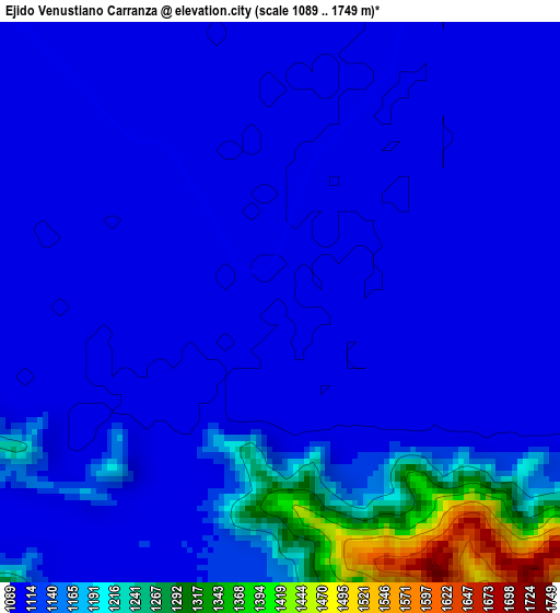 Ejido Venustiano Carranza elevation map