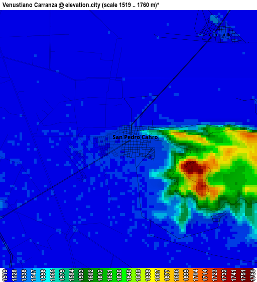 Venustiano Carranza elevation map