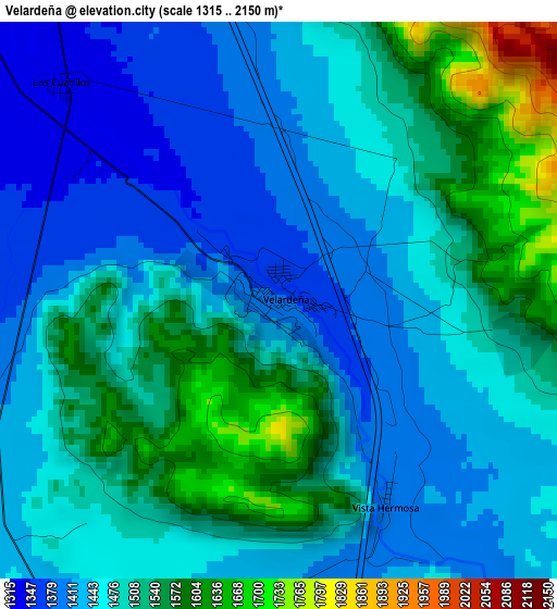 Velardeña elevation map