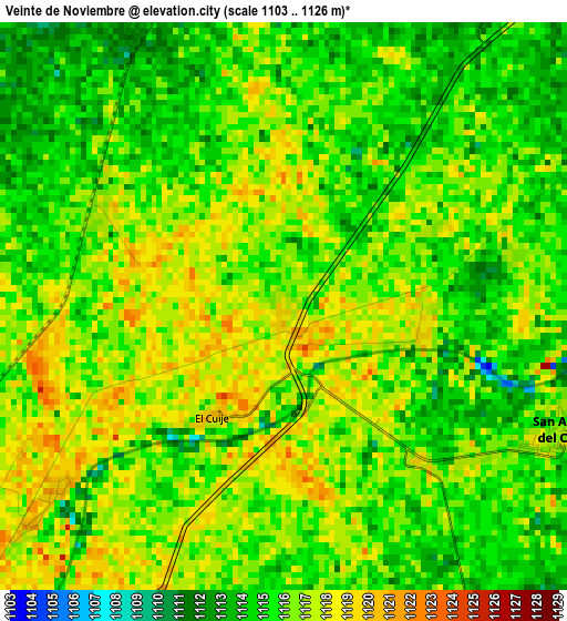 Veinte de Noviembre elevation map