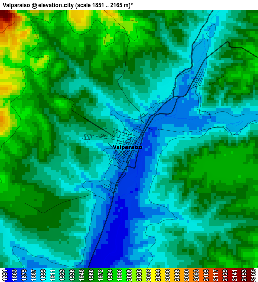 Valparaíso elevation map