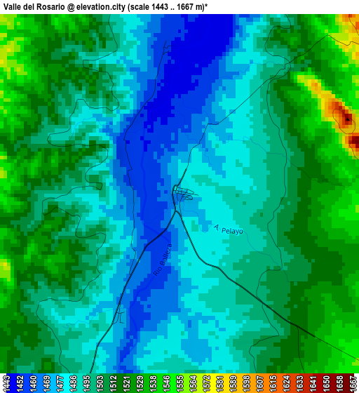 Valle del Rosario elevation map