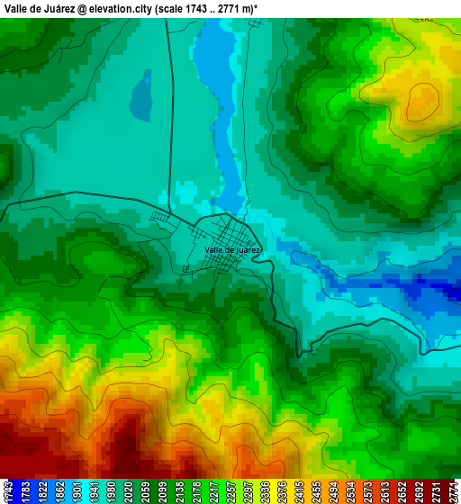 Valle de Juárez elevation map