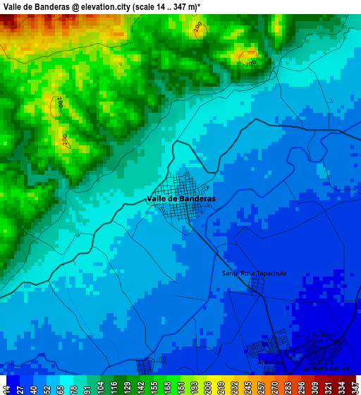 Valle de Banderas elevation map