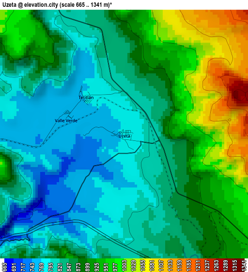 Uzeta elevation map