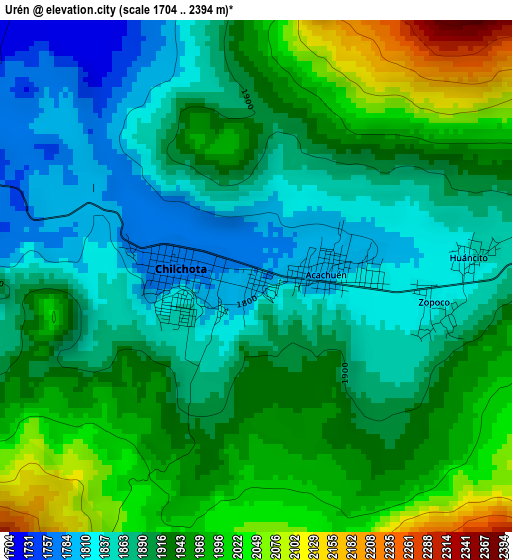 Urén elevation map