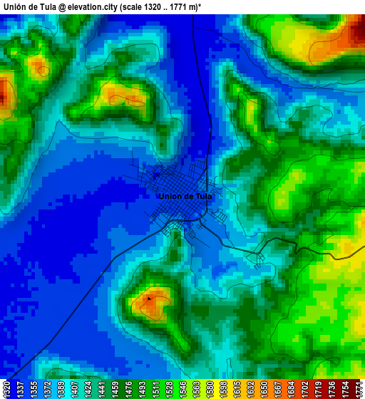 Unión de Tula elevation map