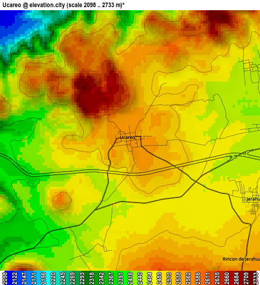 Ucareo elevation map