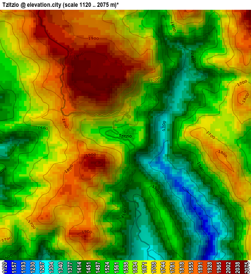 Tzitzio elevation map