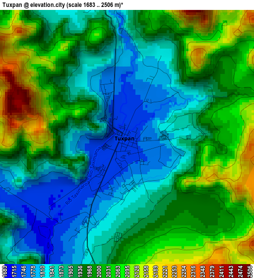 Tuxpan elevation map