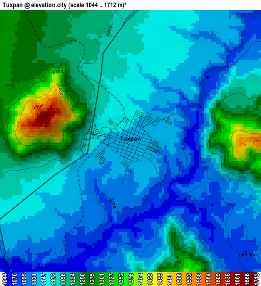 Tuxpan elevation map