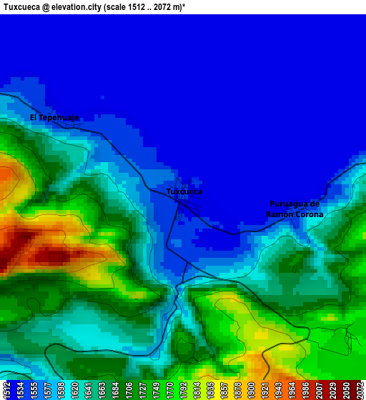 Tuxcueca elevation map