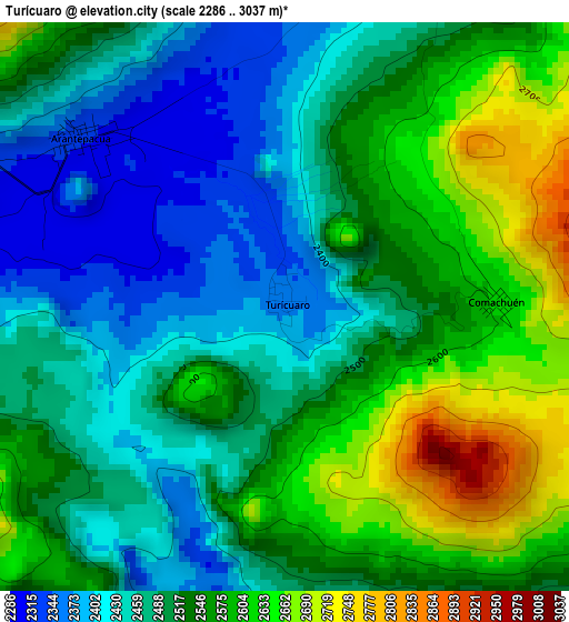 Turícuaro elevation map