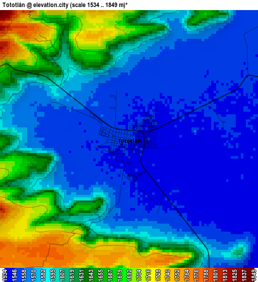 Tototlán elevation map