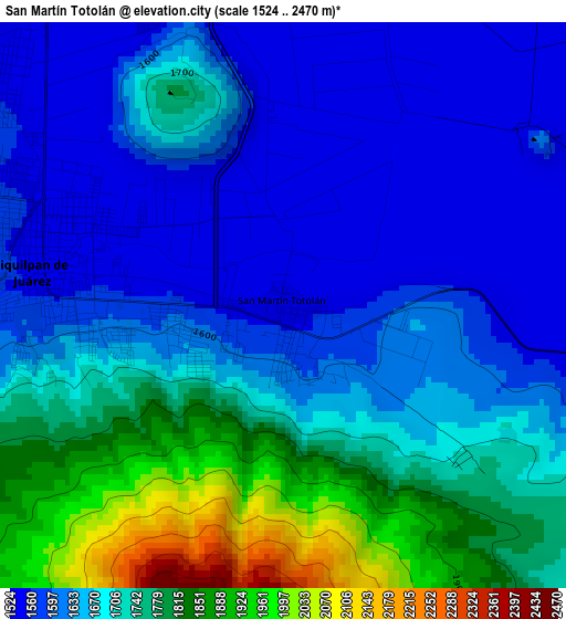 San Martín Totolán elevation map