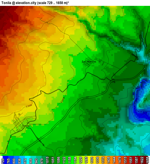 Tonila elevation map