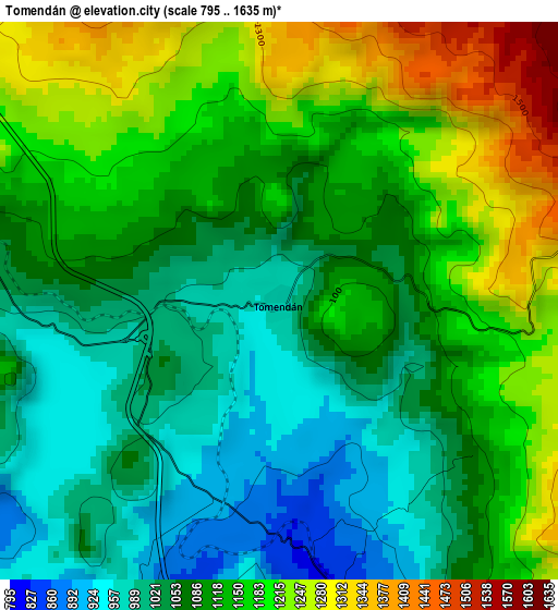 Tomendán elevation map