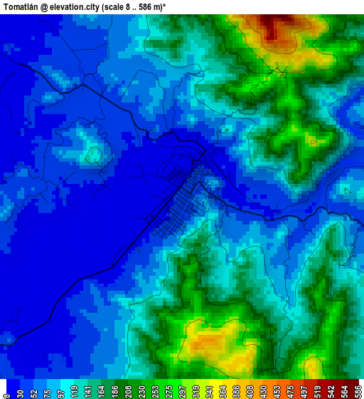 Tomatlán elevation map