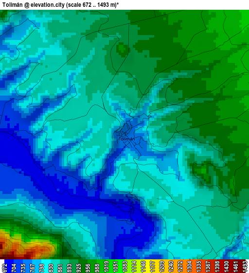 Tolimán elevation map