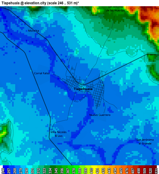 Tlapehuala elevation map