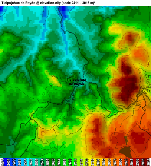 Tlalpujahua de Rayón elevation map